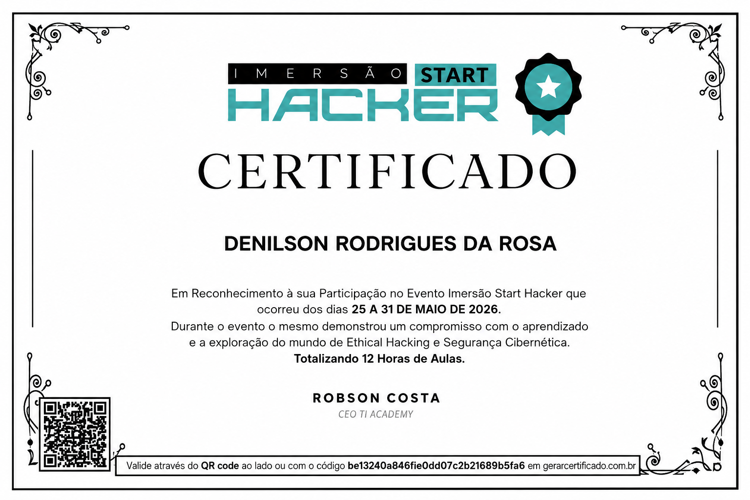 Certificado de formação em segurança digital